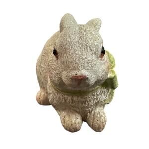 Ganz Bunny Rabbit Figurine Green Bow 3 1/2" Easter Basket Home Decor Spring
